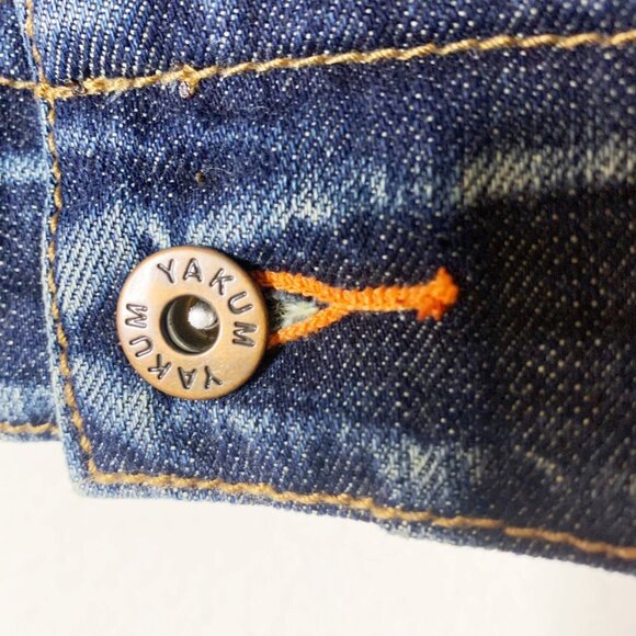 Yakum Embroidered Floral Print Denim Cropped Long Sleeve Jean Jacket Size XL - Picture 6 of 12